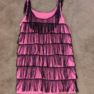 Forum Novelties Inc. Flapper Costume Size M/L Hot Pink Black Fringe Halloween